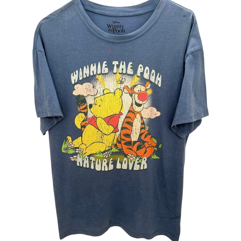 Disney Womens Winnie the Pooh T-Shirt L Blue Multicolor L22501FT